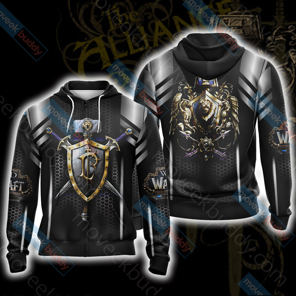 World Of Warcraft - For the Alliance New Look Unisex 3D T-shirt Zip Hoodie XS