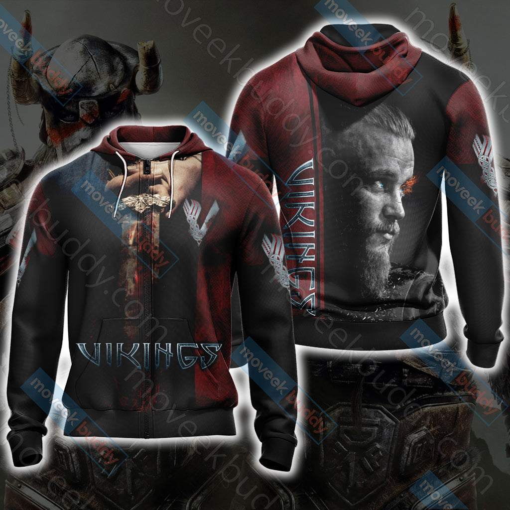 Vikings New Look Unisex 3D T-shirt Zip Hoodie XS