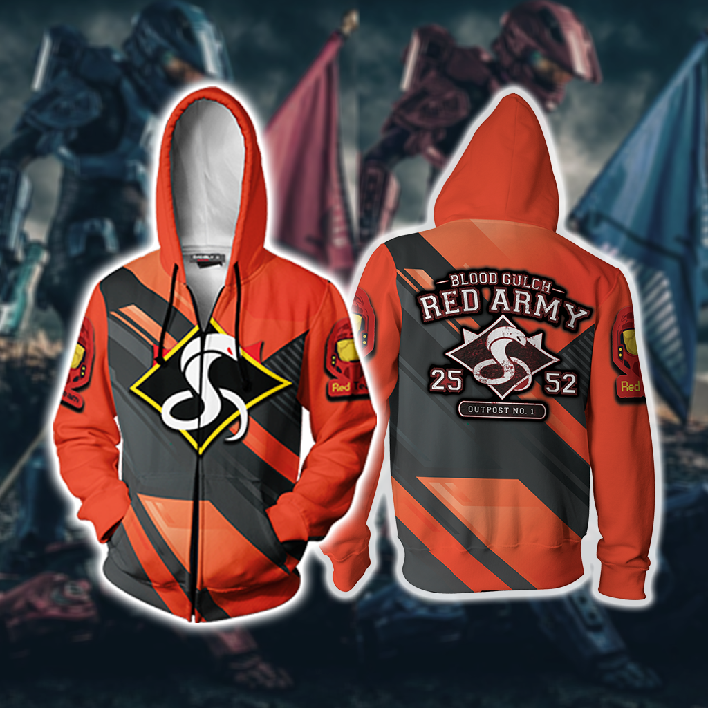 Halo - Red Team New Unisex 3D T-shirt Zip Hoodie XS