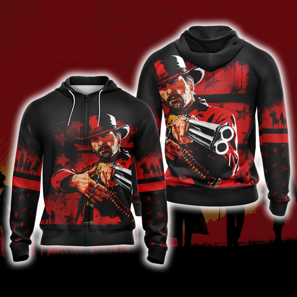 Red Dead Redemption 2 New Version Unisex 3D T-shirt Zip Hoodie XS