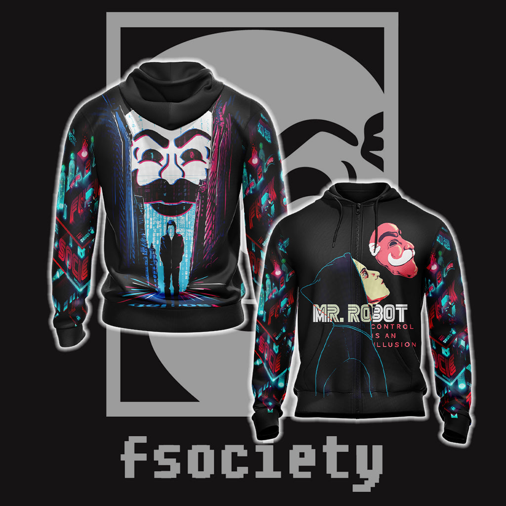 Mr Robot Unisex 3D T-shirt Zip Hoodie XS