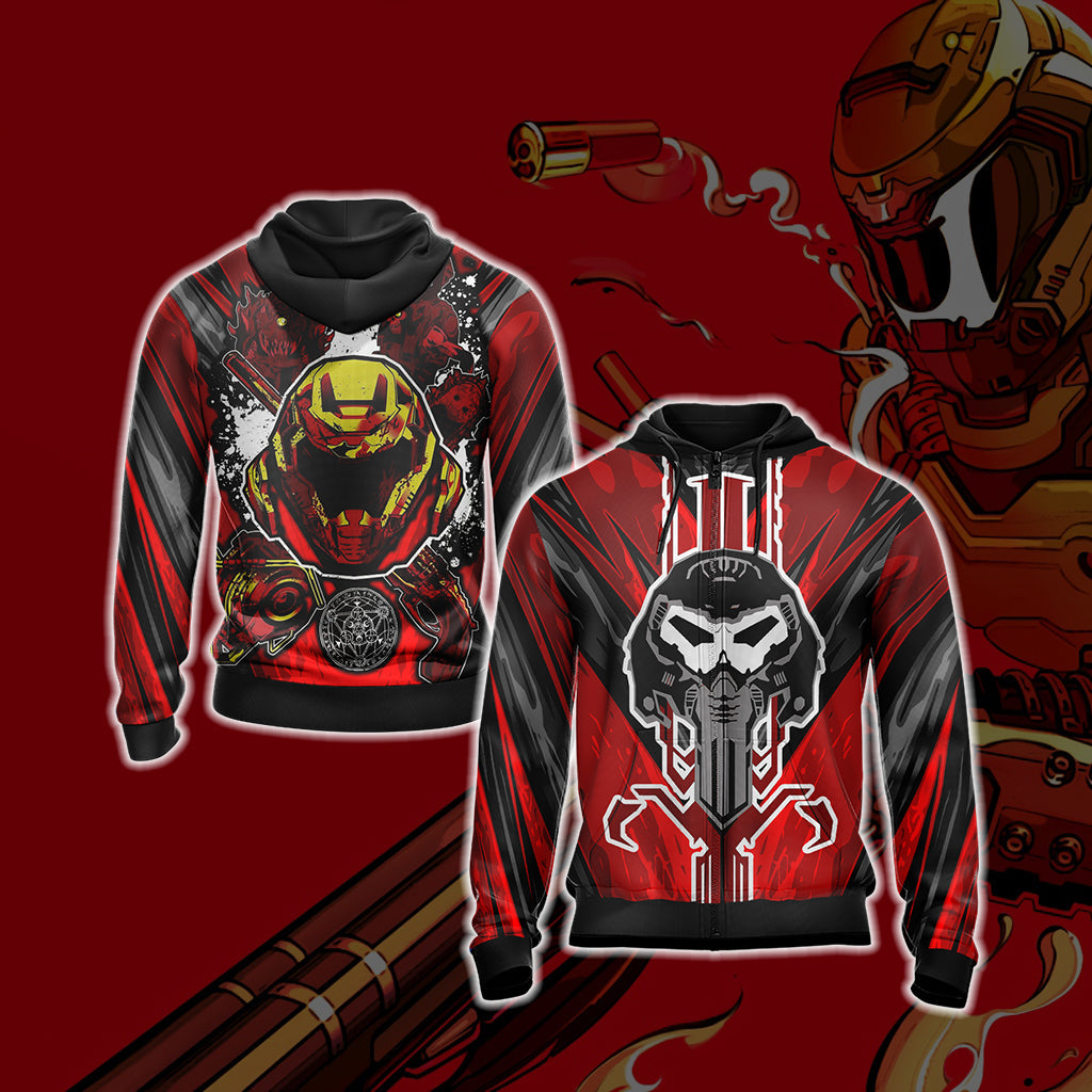 Doom - Slayers New Look Unisex 3D T-shirt Zip Hoodie XS