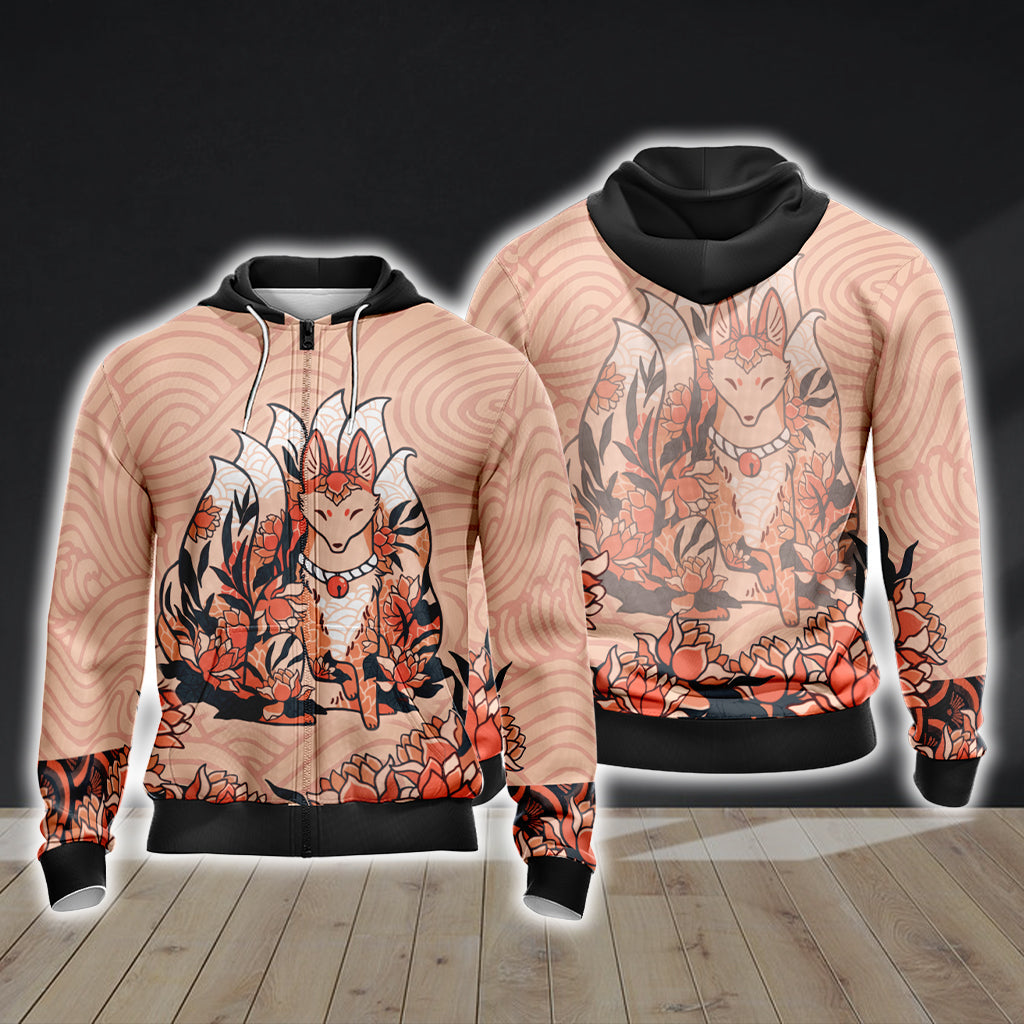 Nine Tail Fox Unisex 3D T-shirt Zip Hoodie XS
