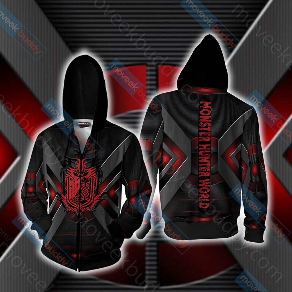 Monster Hunter World - Main Crest Unisex 3D T-shirt Zip Hoodie XS
