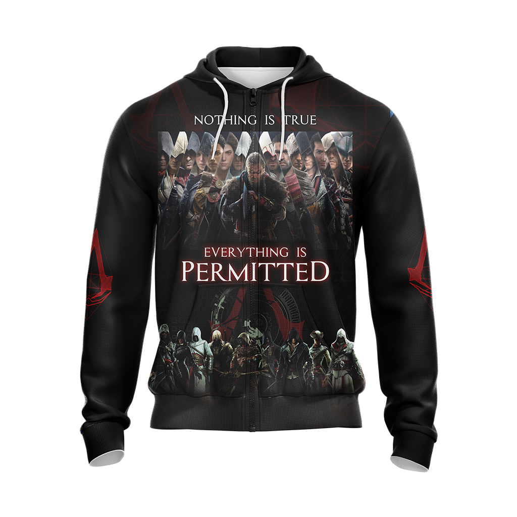 Nothing is True - Everything is Permitted Assassin's Creed All Over Print T-shirt Zip Hoodie Pullover Hoodie