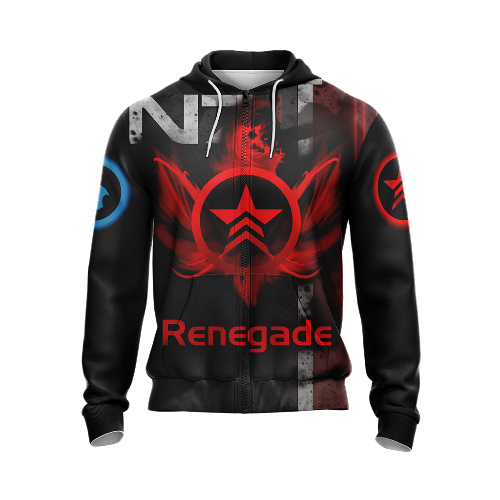 Mass Effect Paragon and Renegade symbol Unisex 3D T-shirt Zip Hoodie Pullover Hoodie