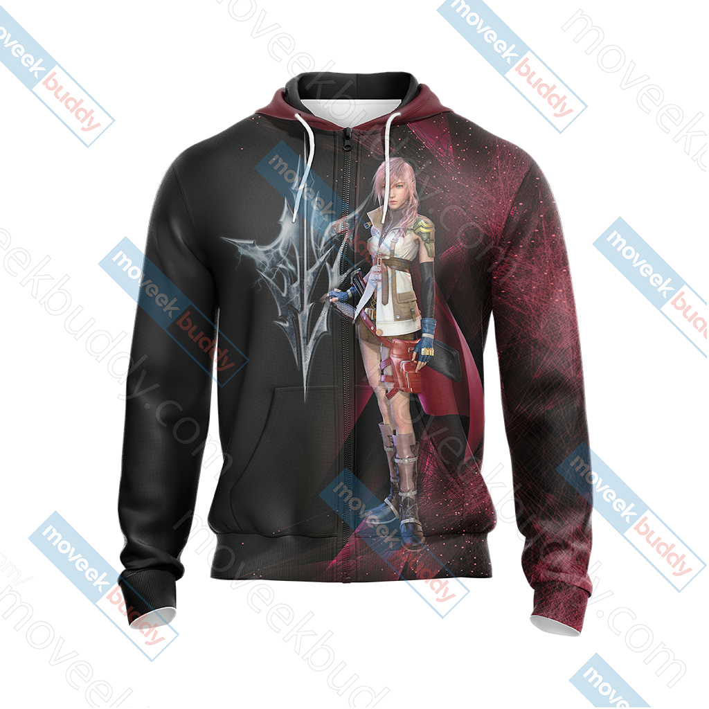 Final Fantasy XIII - Lightning Unisex 3D T-shirt Zip Hoodie