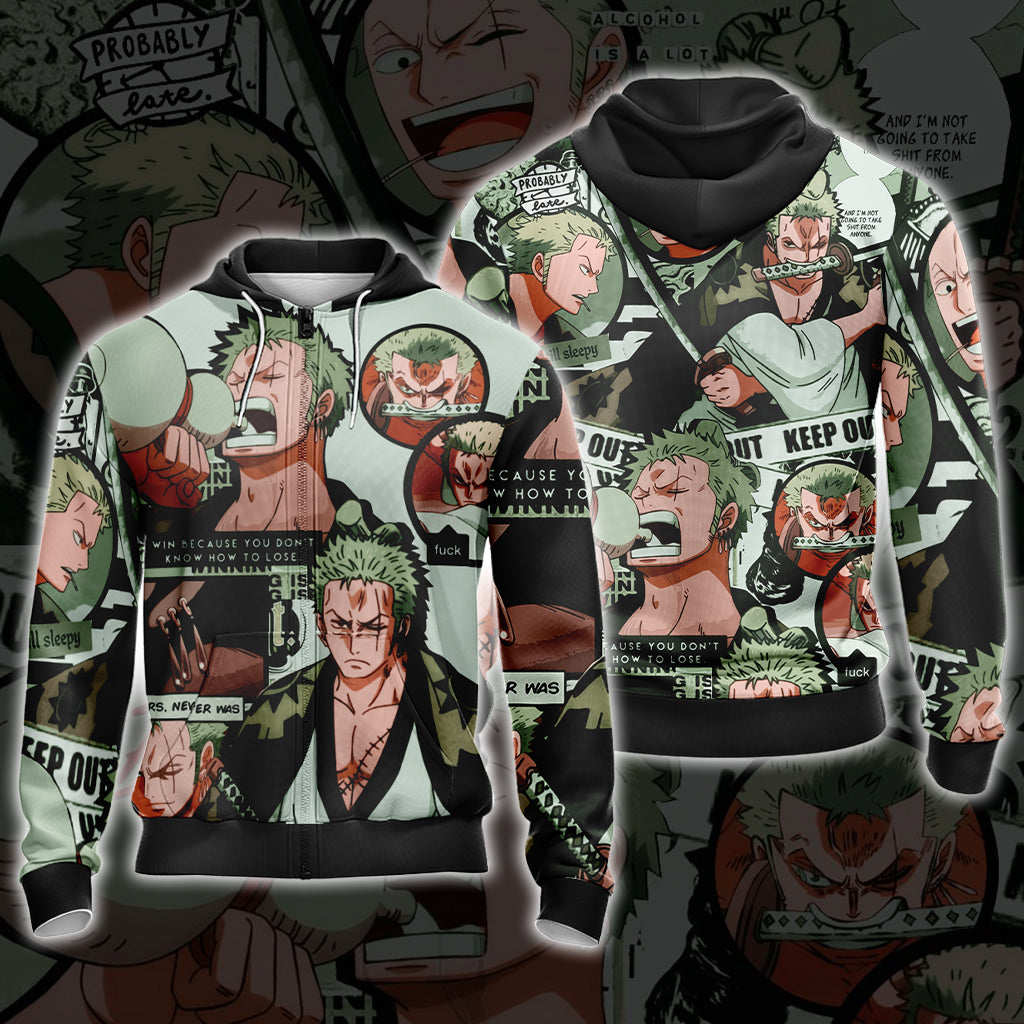 One Piece Roronoa Zoro Unisex 3D T-shirt Zip Hoodie Pullover Hoodie Zip Hoodie S