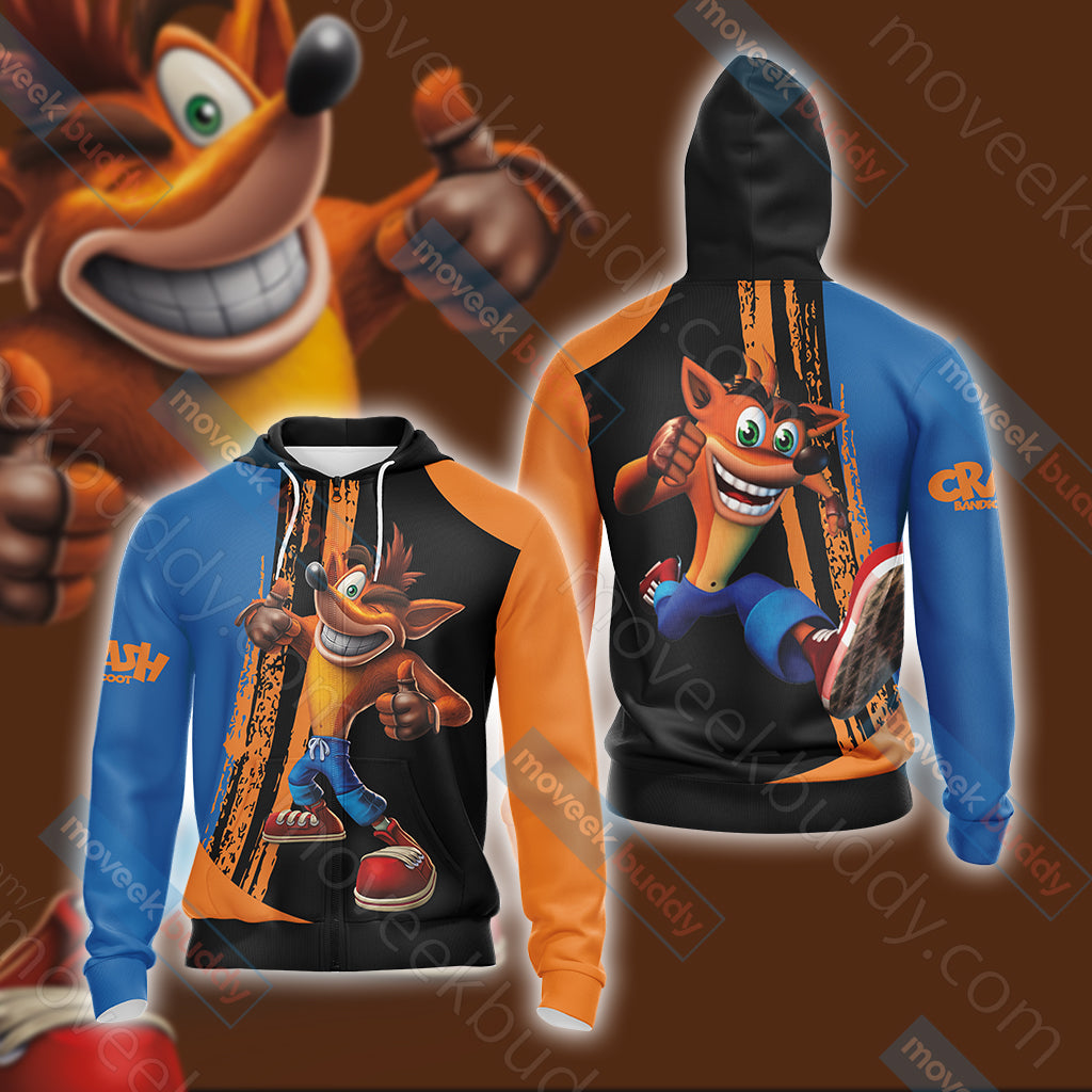 Crash Bandicoot New Look Unisex 3D T-shirt Zip Hoodie XS