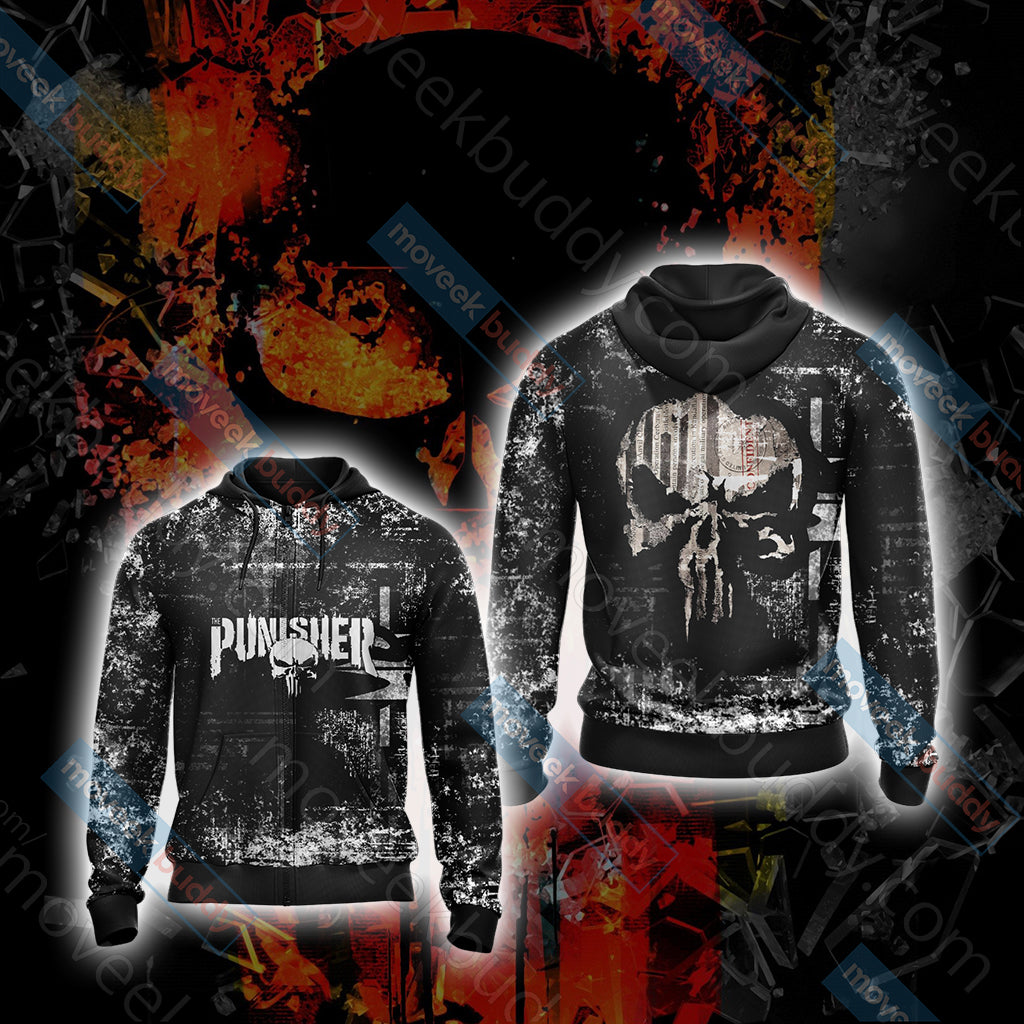 The Punisher New Version Unisex 3D T-shirt Zip Hoodie XS