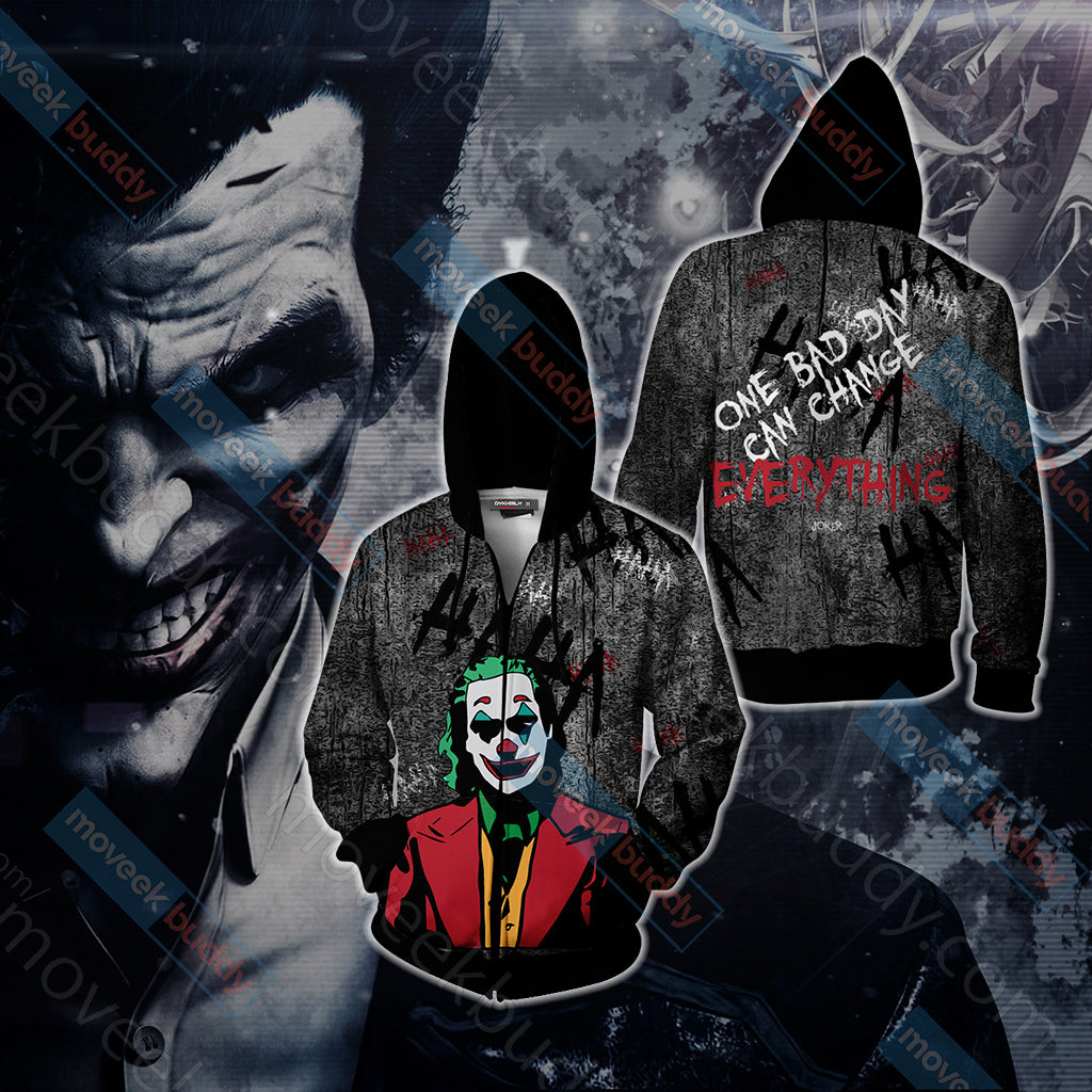 Joker - One bad day can change everything Unisex 3D T-shirt Zip Hoodie XS