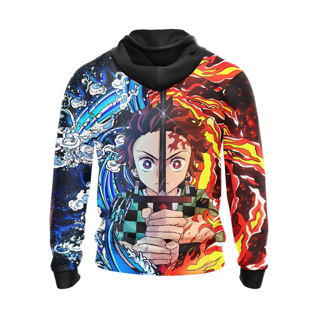 Tanjiro Sun and Water Breathing Techniques Demon Slayer All Over Print T-shirt Zip Hoodie Pullover Hoodie
