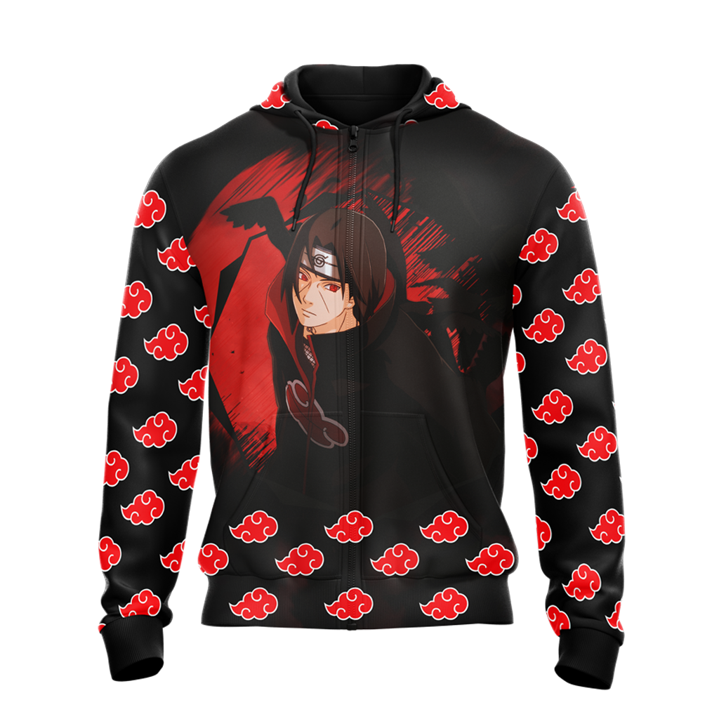Akatsuki Itachi Naruto All Over Print T-shirt Zip Hoodie Pullover Hoodie