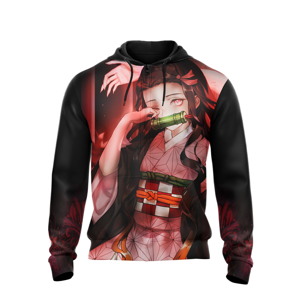 Nezuko Demon Slayer All Over Print T-shirt Zip Hoodie Pullover Hoodie