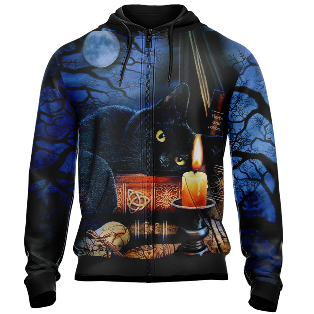 Witching Hour Black Cat Halloween Unisex 3D T-shirt