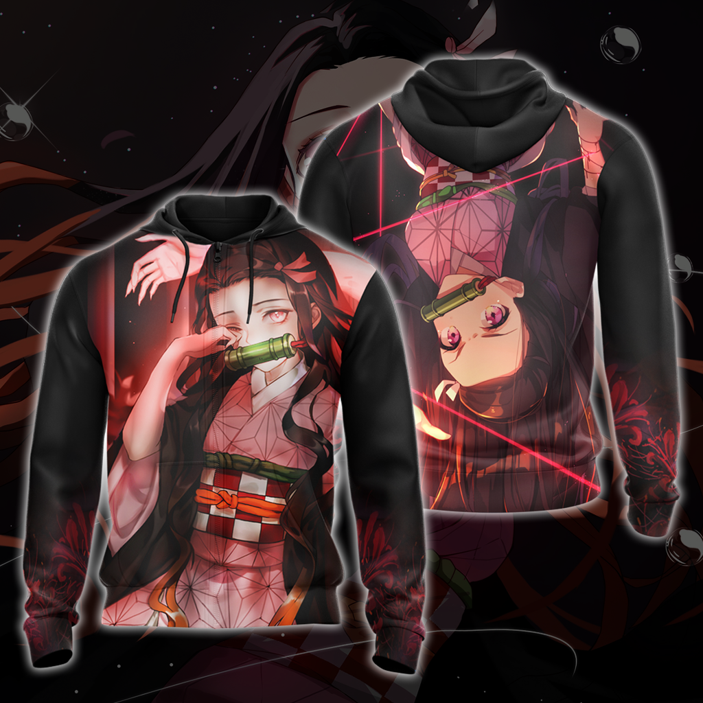 Nezuko Demon Slayer All Over Print T-shirt Zip Hoodie Pullover Hoodie Zip Hoodie S