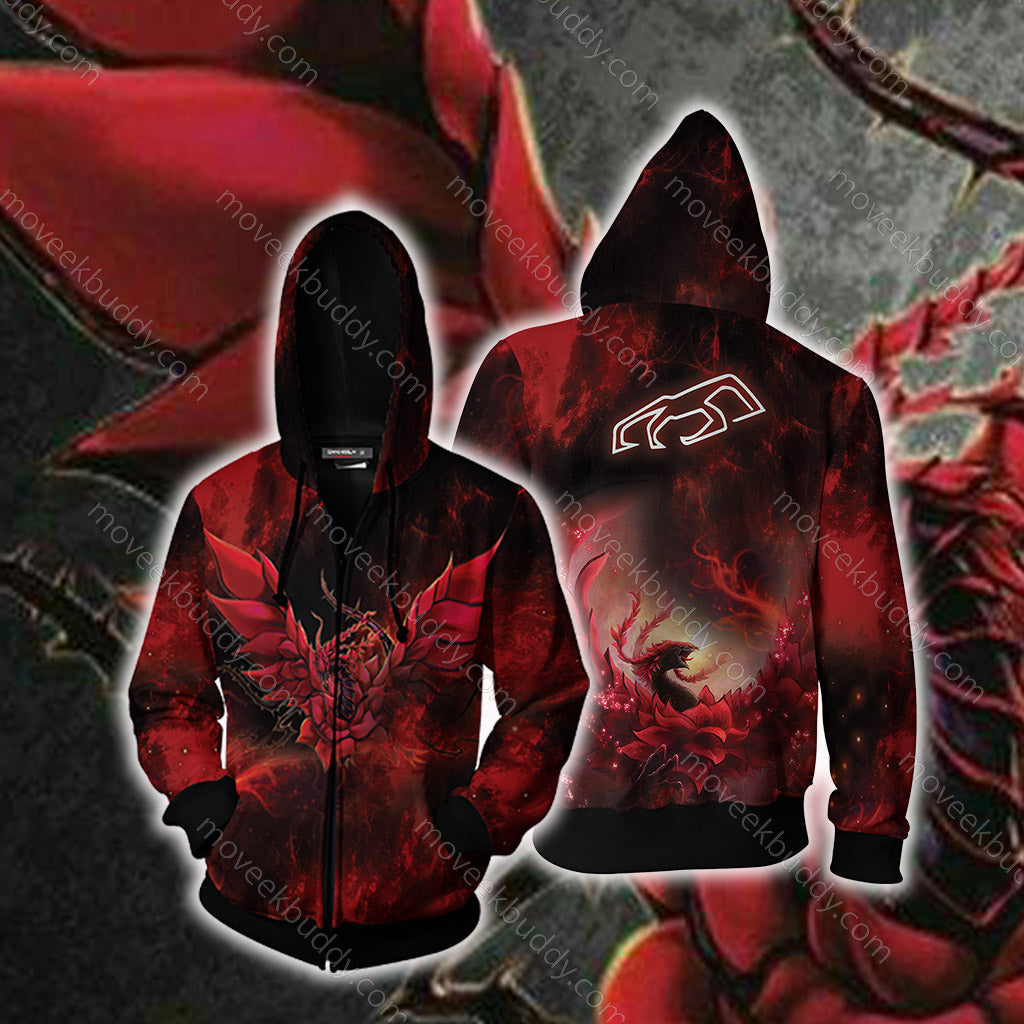 Yu-Gi-Oh! Black Rose Dragon Cosplay Unisex 3D T-shirt Zip Hoodie S