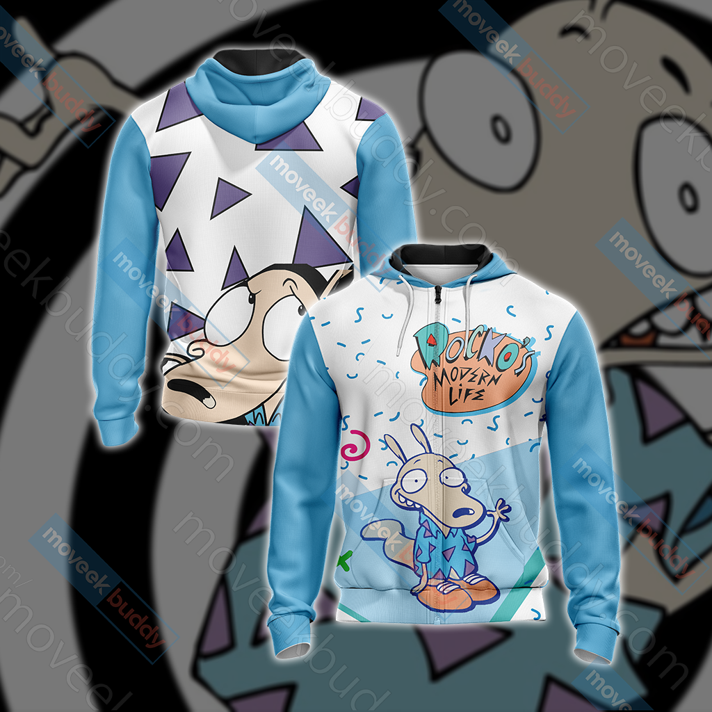 Rocko's Modern Life Unisex 3D T-shirt Zip Hoodie XS