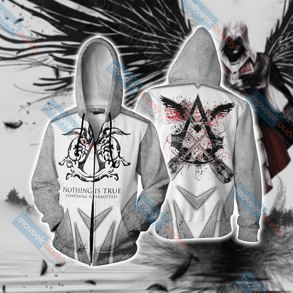 Assassin's Creed New Unisex 3D T-shirt Zip Hoodie S