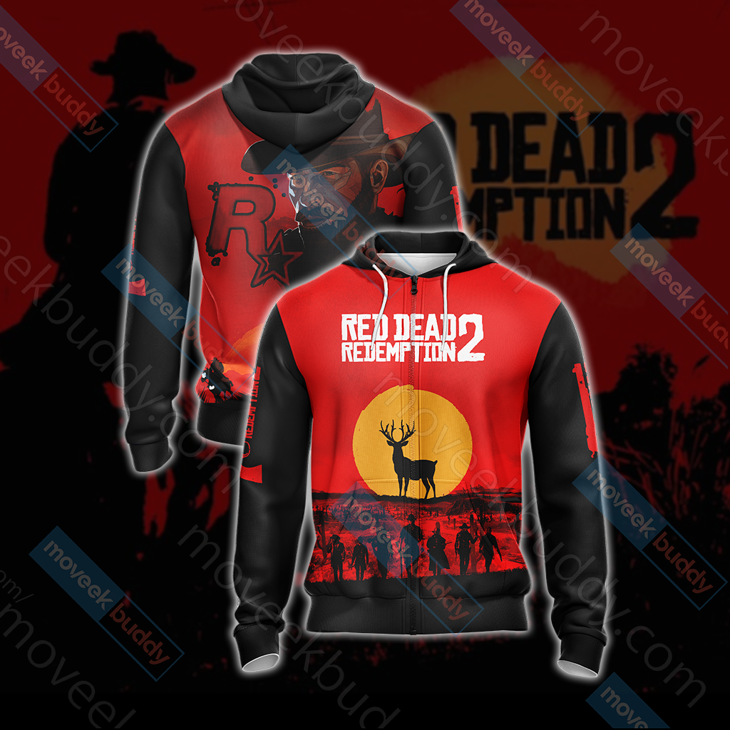 Red Dead Redemption 2 New Look Unisex 3D T-shirt Zip Hoodie XS