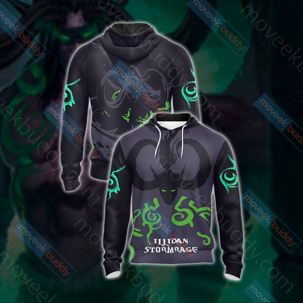 World Of Warcraft - Illidan Stormrage Unisex 3D T-shirt Zip Hoodie XS