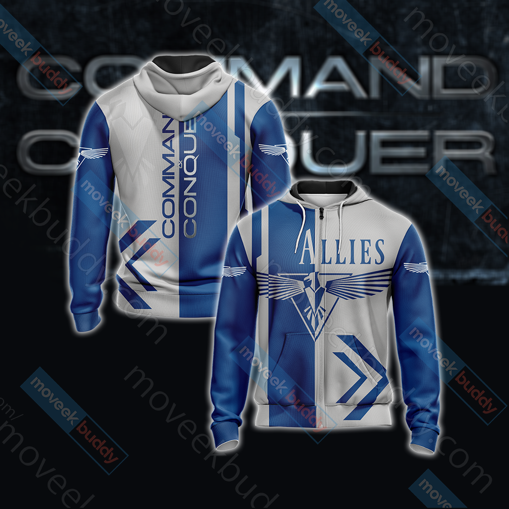 Command & Conquer - Allies Unisex 3D T-shirt Zip Hoodie S