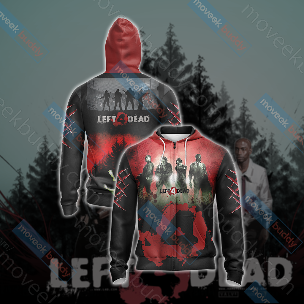 Left 4 Dead New Look Unisex 3D T-shirt Zip Hoodie XS