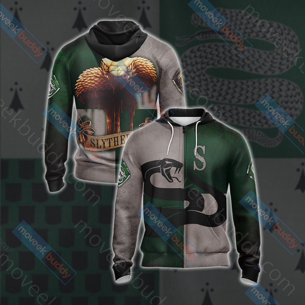 Slytherin Serpent Harry Potter New Look Unisex 3D T-shirt Zip Hoodie XS