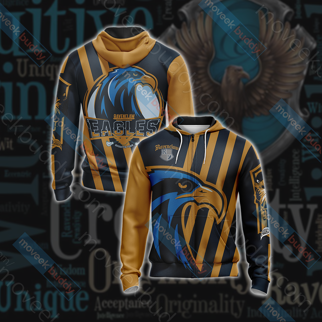 Ravenclaw Eagles Quidditch Team Harry Potter Unisex 3D T-shirt Zip Hoodie XS