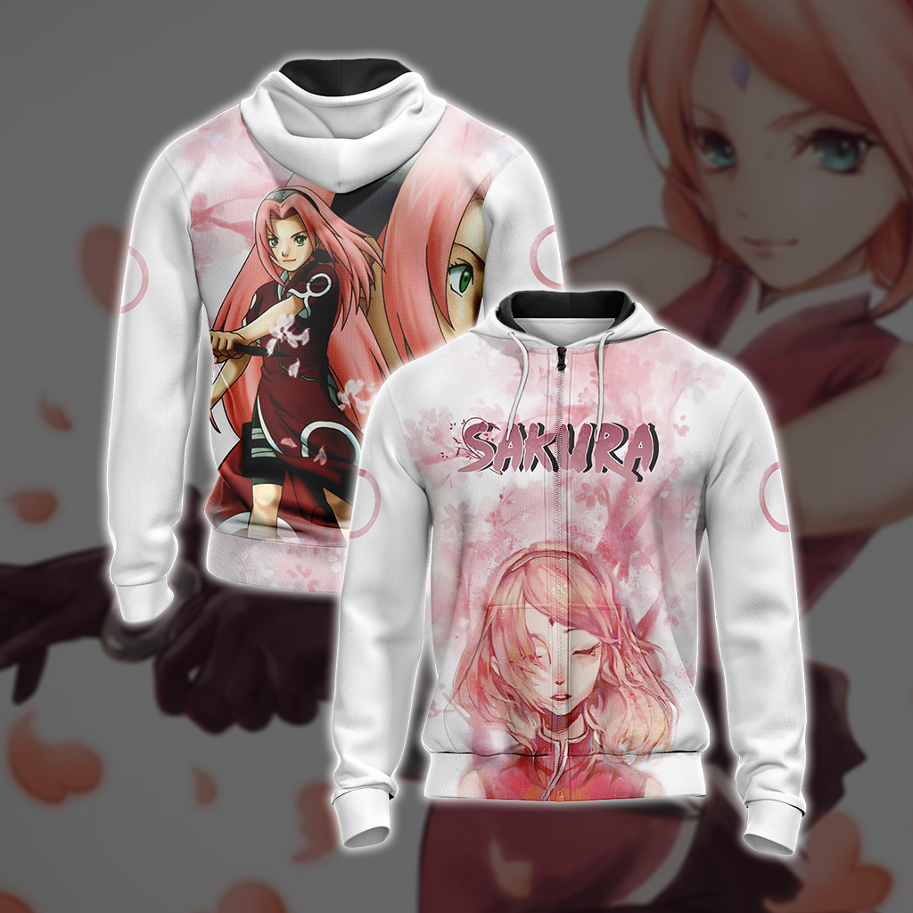 Naruto - Sakura Haruno New Unisex 3D T-shirt Zip Hoodie XS
