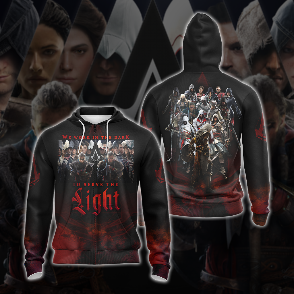 Assassin's Creed All Games - We work in the dark to serve the light Unisex 3D T-shirt Zip Hoodie Pullover Hoodie Zip Hoodie S
