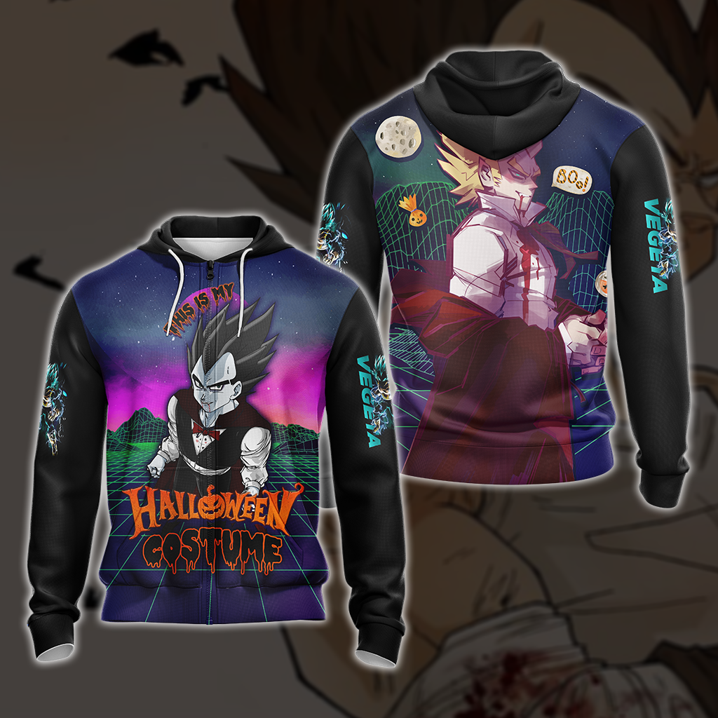 This is my Halloween Costume Vegeta Dragon Ball All Over Print T-shirt Zip Hoodie Pullover Hoodie Zip Hoodie S