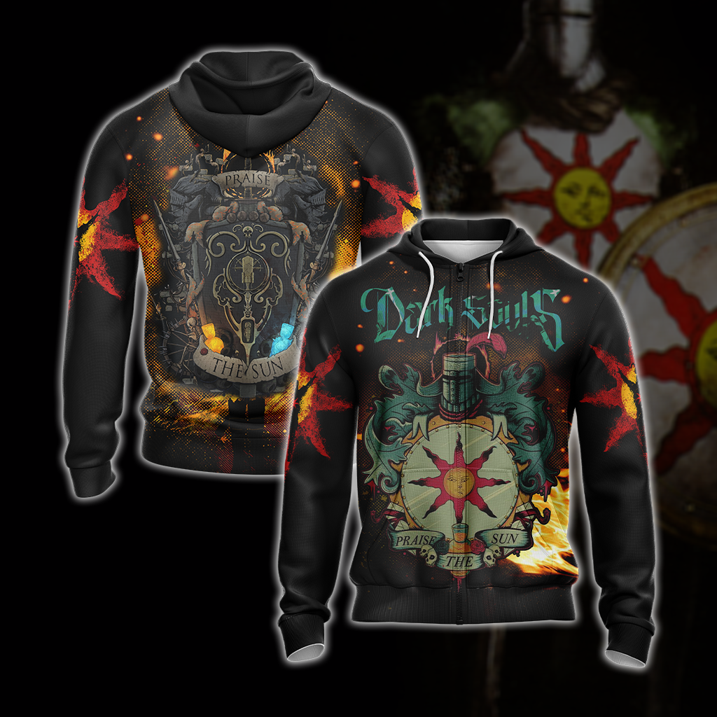 Dark Souls - Praise The Sun, Solaire of Astora Unisex 3D T-shirt Zip Hoodie XS