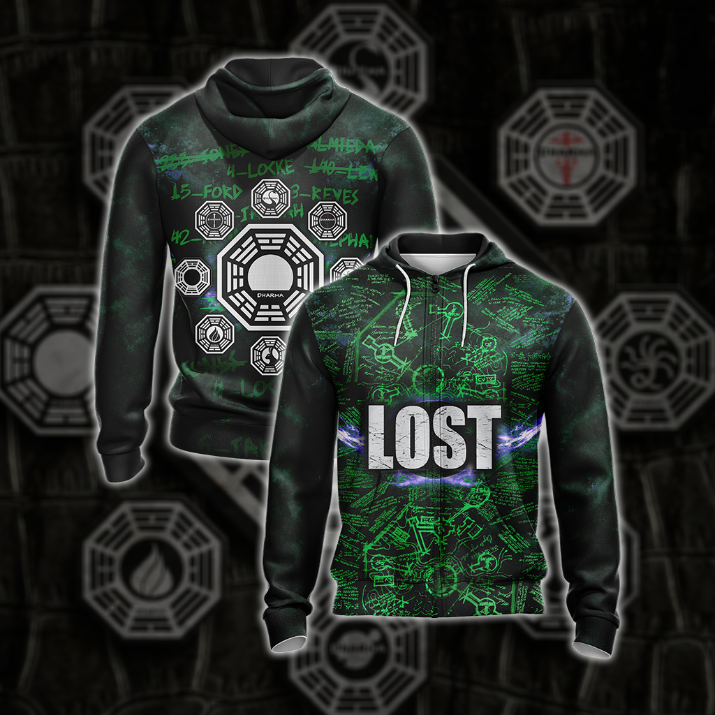 Lost (tv series) - Dharma Initiative Unisex 3D T-shirt Zip Hoodie XS