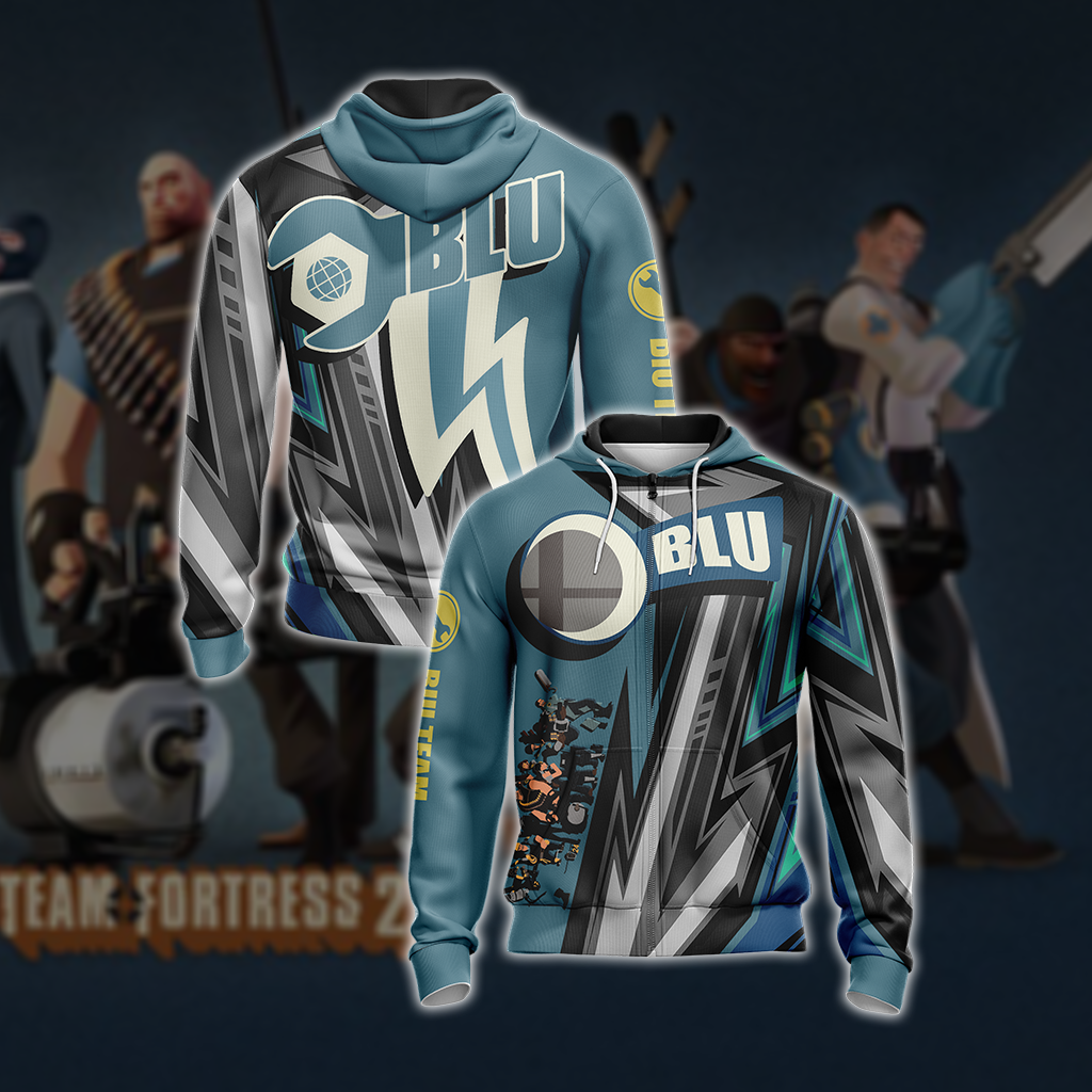 Team Fortress 2 - BLU Unisex 3D T-shirt Zip Hoodie XS
