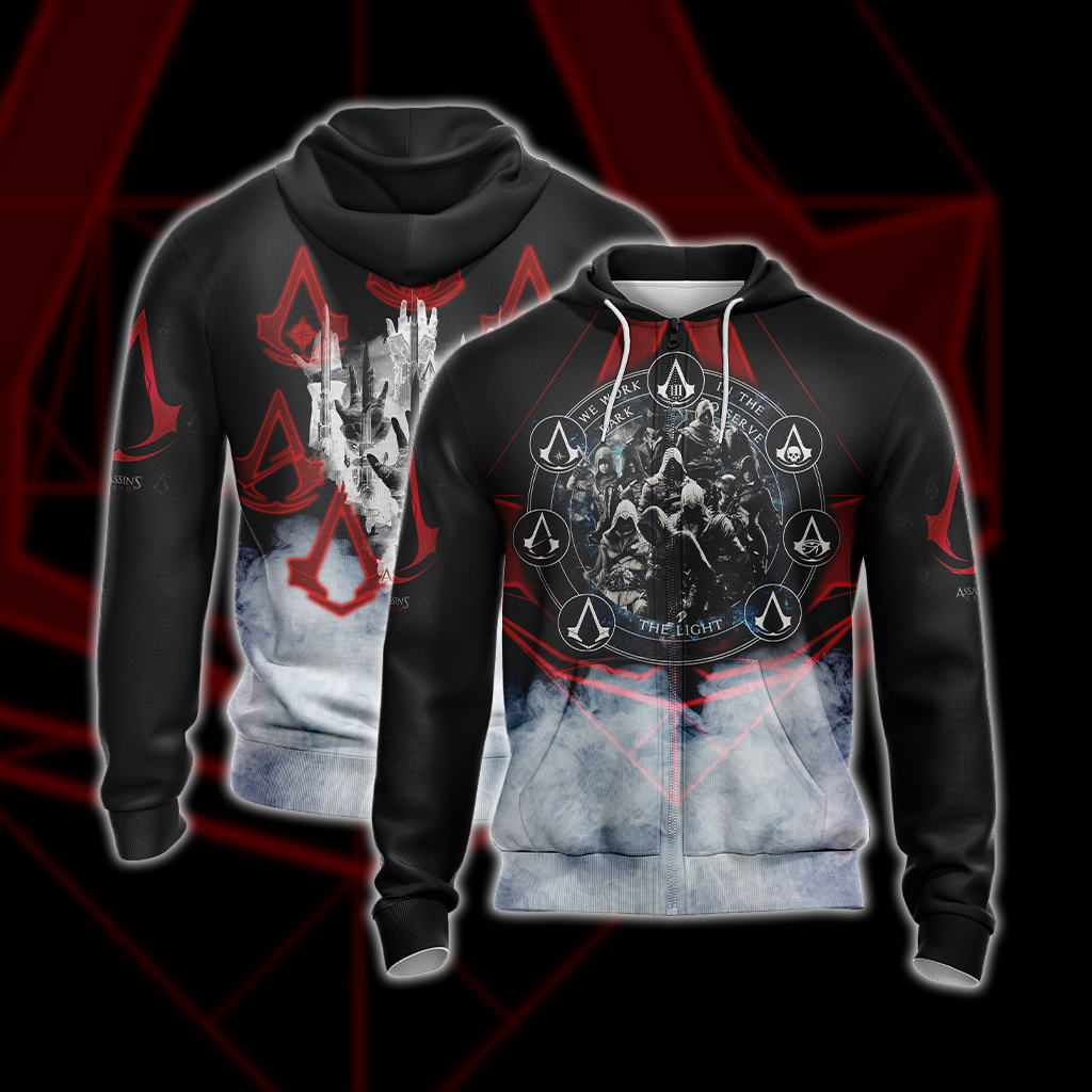 Assassin's Creed We Work In The Dark To Serve The Light Unisex 3D T-shirt Zip Hoodie XS