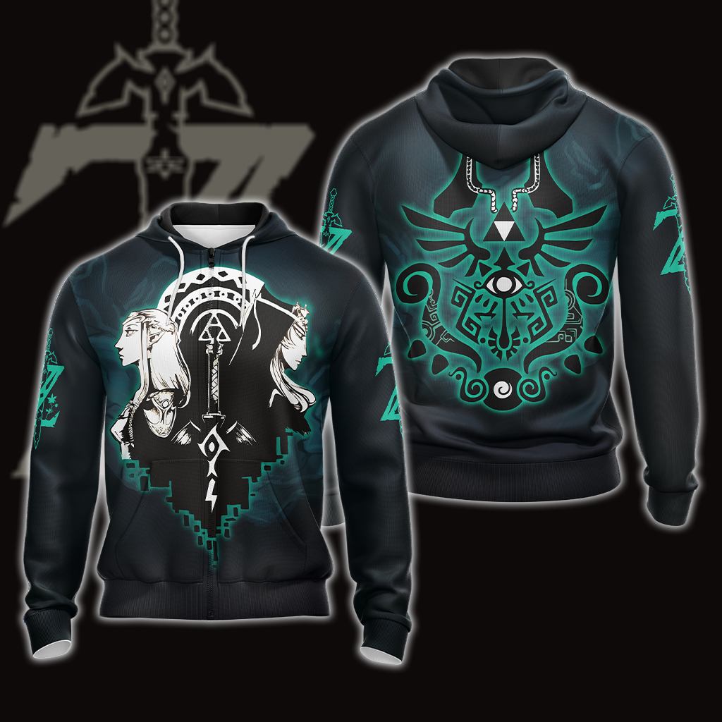 The Legend Of Zelda Twilight Princess, Wind Waker, and Skyward Sword Symbols Unisex 3D T-shirt Zip Hoodie Pullover Hoodie Zip Hoodie S