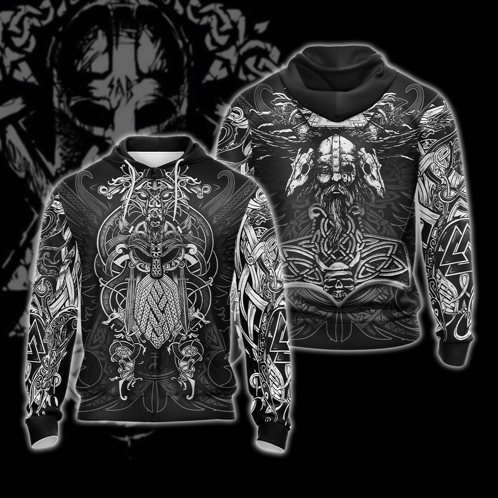 Viking Pattern Unisex 3D T-shirt Zip Hoodie Pullover Hoodie Zip Hoodie S