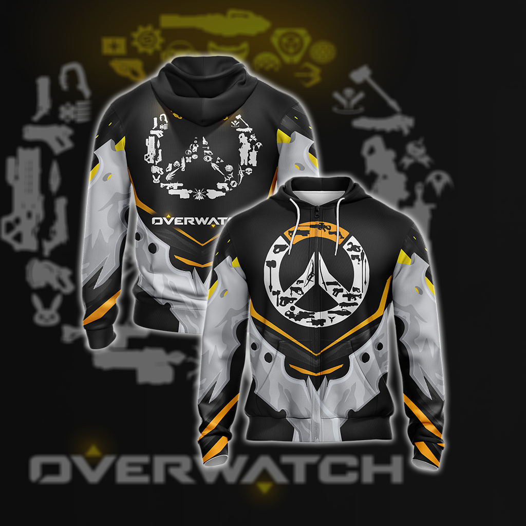 Overwatch Weapons Logo Unisex 3D T-shirt Zip Hoodie XS