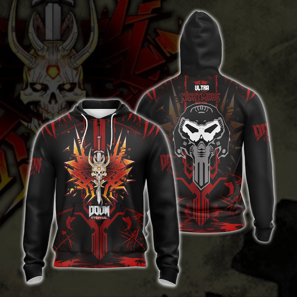 Doom Eternal Ultra Nightmare Unisex 3D T-shirt Zip Hoodie Pullover Hoodie Zip Hoodie S