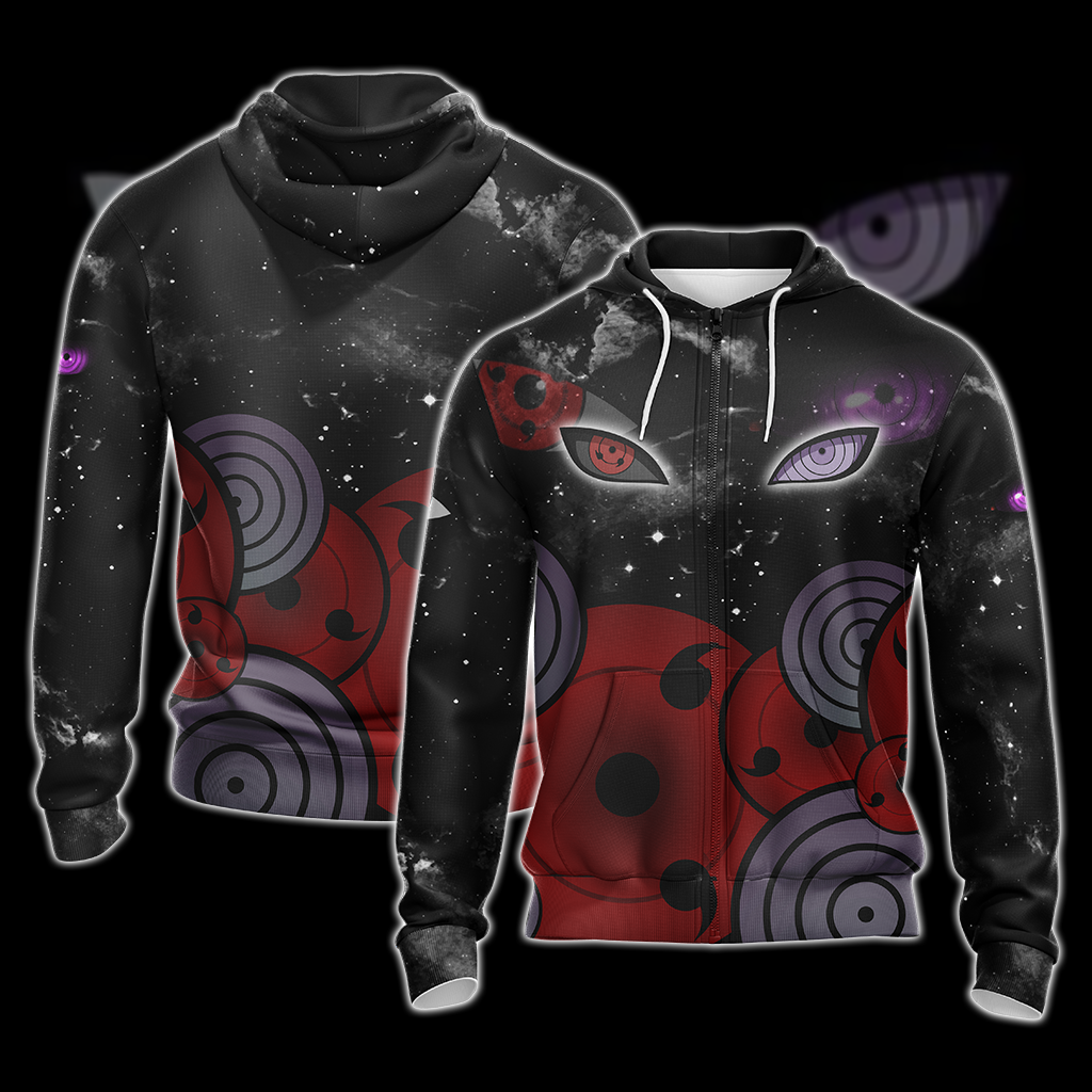 Naruto - Sharingan And Rinnegan Eyes Unisex 3D T-shirt Zip Hoodie XS
