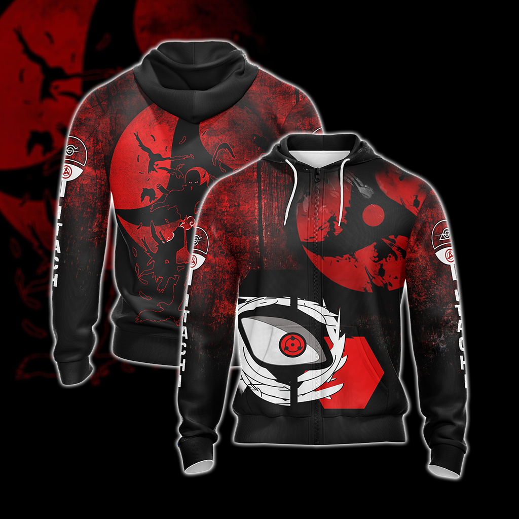 Naruto - Itachi Uchiha's Mangekyou Sharingan Unisex 3D T-shirt Zip Hoodie XS