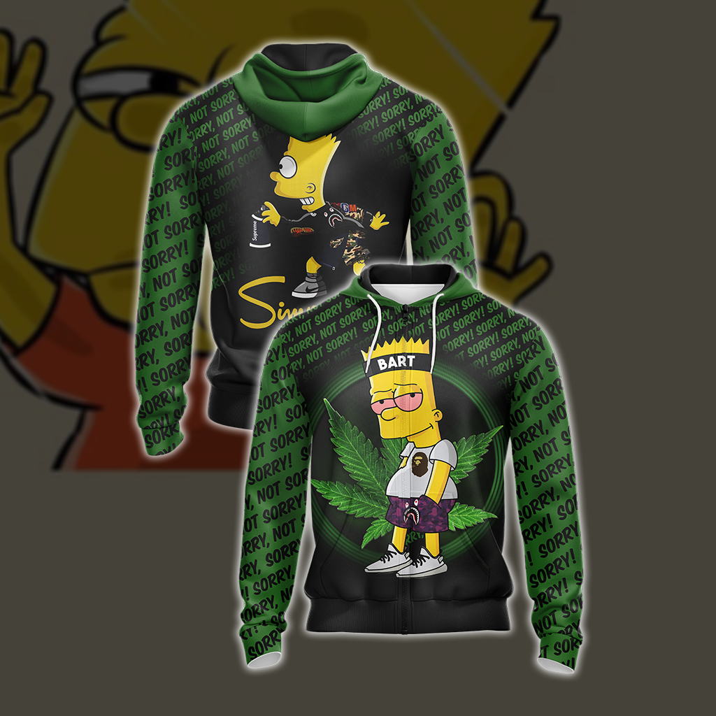 Bart The Simpsons Unisex 3D T-shirt Zip Hoodie XS
