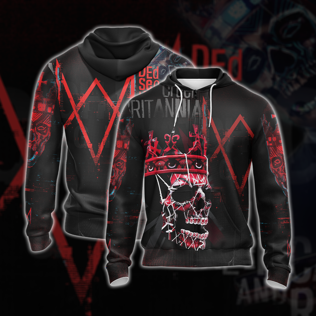 Watch Dogs - Legion Ded Coronet Mask Unisex 3D T-shirt Zip Hoodie XS