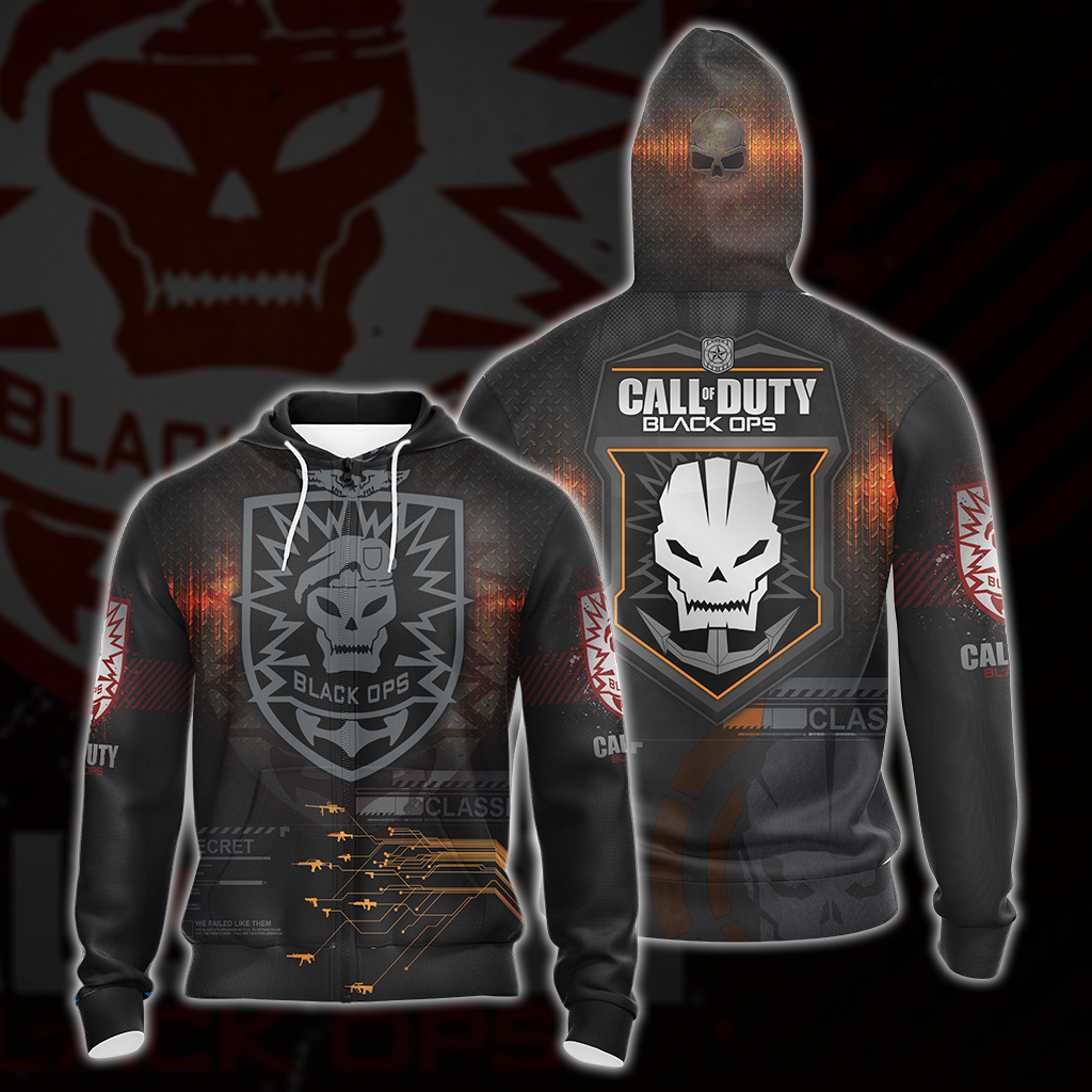 Call of Duty: Black Ops All Over Print T-shirt Tank Top Zip Hoodie Pullover Hoodie Hawaiian Shirt Zip Hoodie S