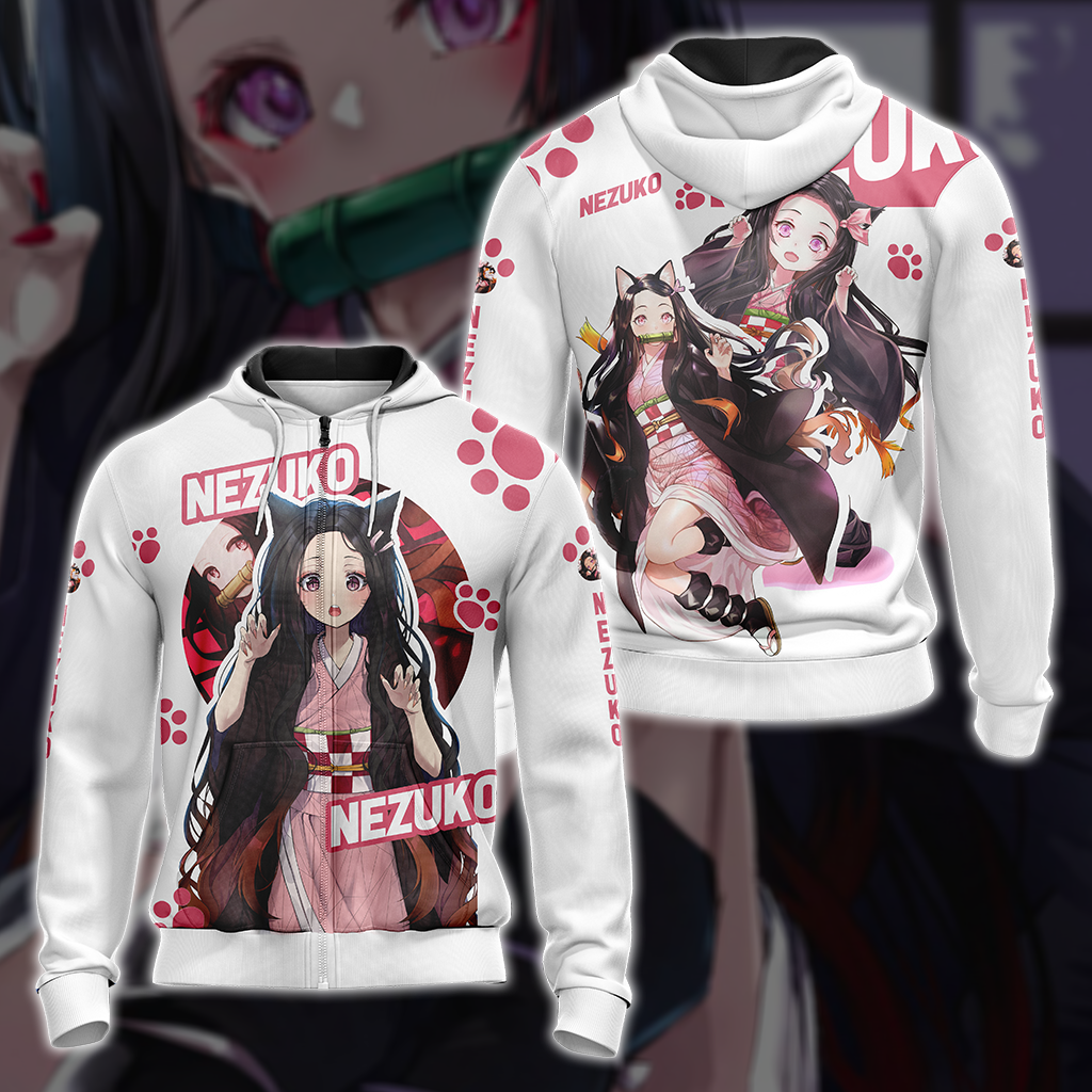 Nezuko Demon Slayer All Over Print T-shirt Zip Hoodie Pullover Hoodie Zip Hoodie S