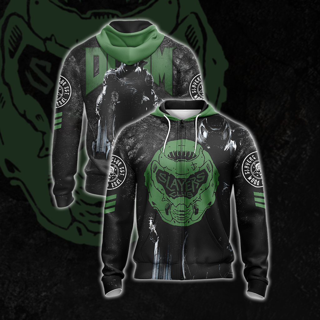 Doom - Slayers Club Unisex 3D T-shirt Zip Hoodie XS