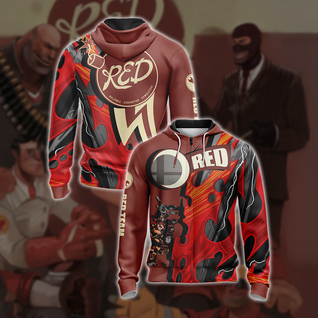 Team Fortress 2 - RED Unisex 3D T-shirt Zip Hoodie XS
