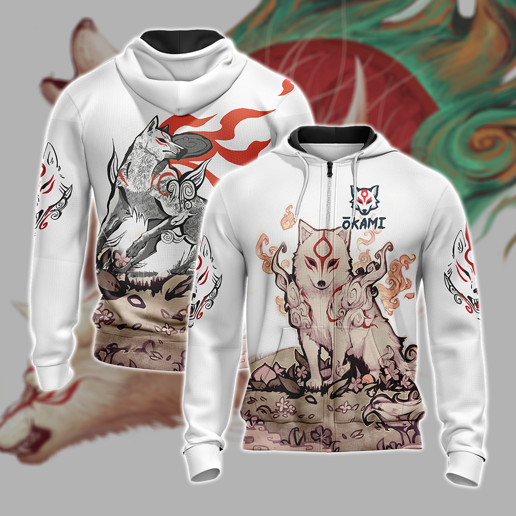 Okami New Unisex 3D T-shirt Zip Hoodie XS