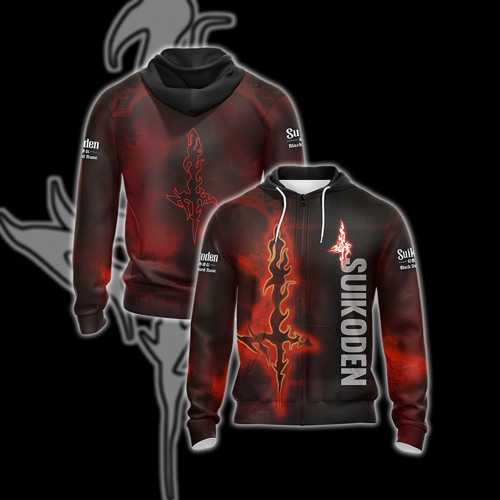 Suikoden Black Sword Rune Unisex 3D T-shirt Zip Hoodie XS